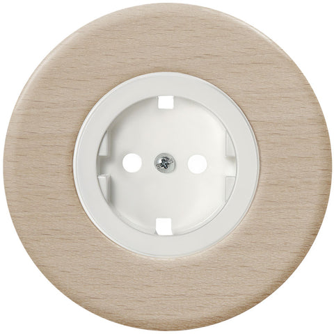 Mecanismo porcelana color cromo base madera clara - Interruptores porcelana  superficie - Fabricatulampara
